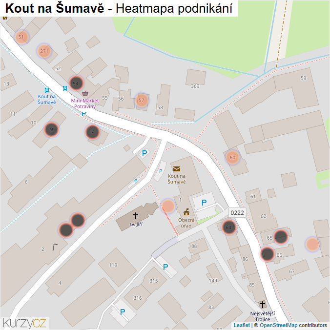 Mapa Kout na Šumavě - Firmy v obci.