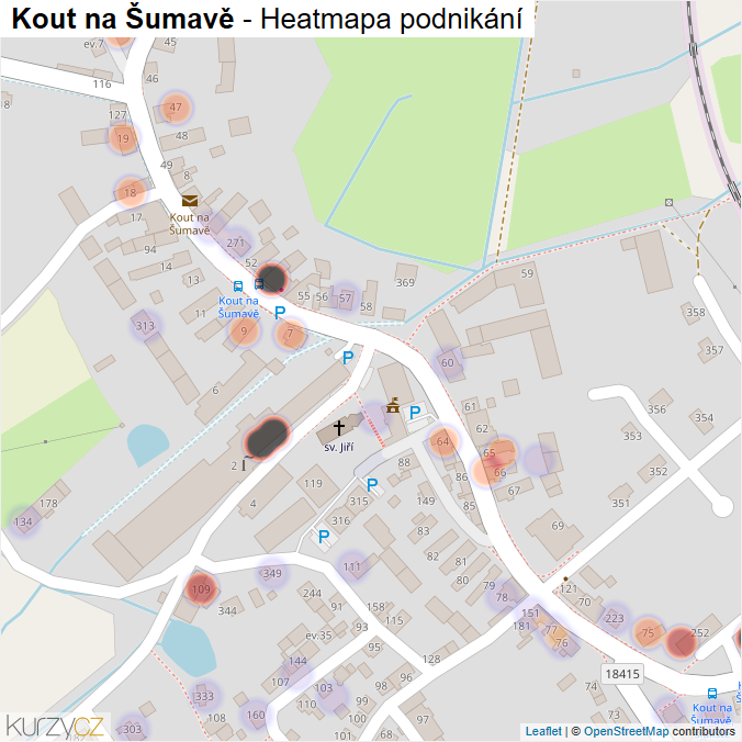 Mapa Kout na Šumavě - Firmy v části obce.