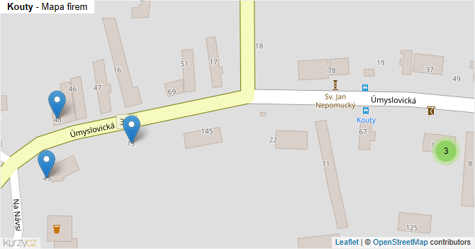 Kouty - mapa firem