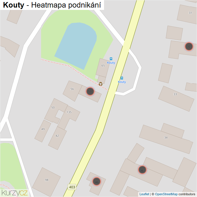 Mapa Kouty - Firmy v obci.