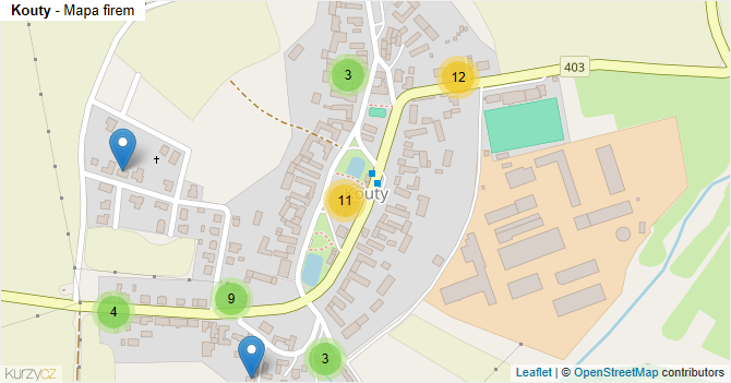 Kouty - mapa firem