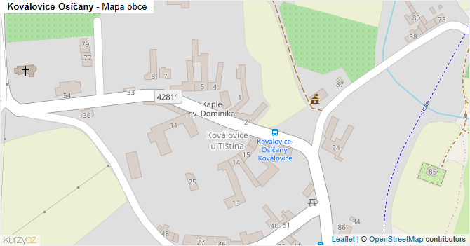 Koválovice-Osíčany - mapa obce