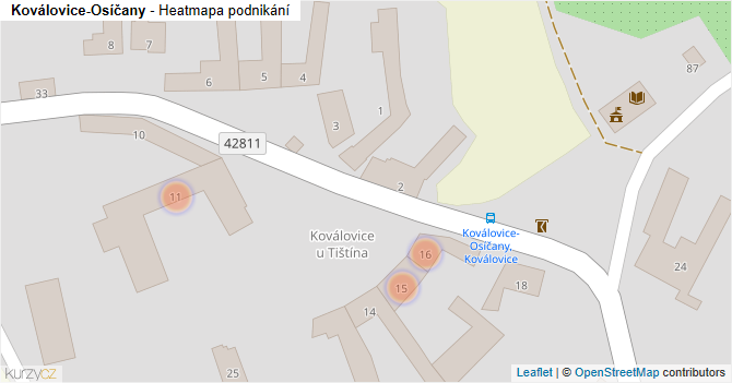 Koválovice-Osíčany - mapa podnikání