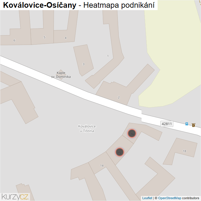 Mapa Koválovice-Osíčany - Firmy v obci.