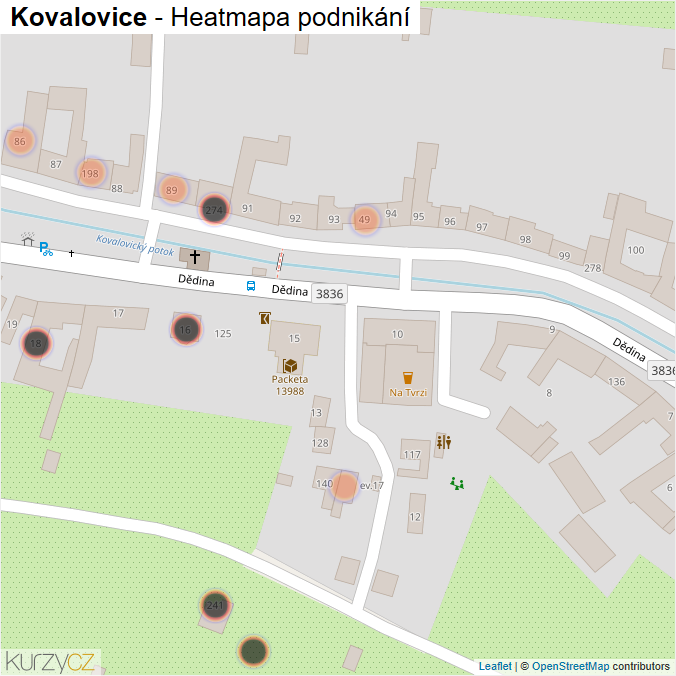 Mapa Kovalovice - Firmy v obci.