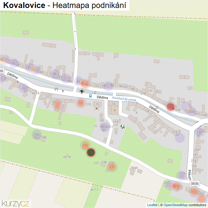 Mapa Kovalovice - Firmy v části obce.
