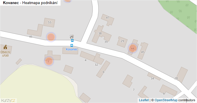 Kovanec - mapa podnikání