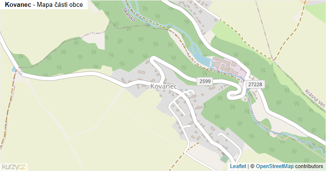 Kovanec - mapa části obce
