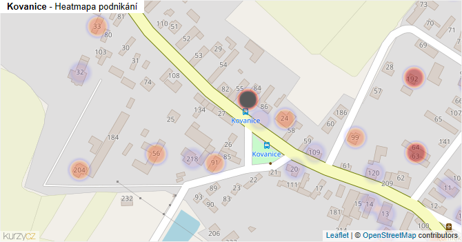 Kovanice - mapa podnikání