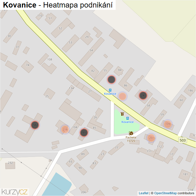Mapa Kovanice - Firmy v obci.