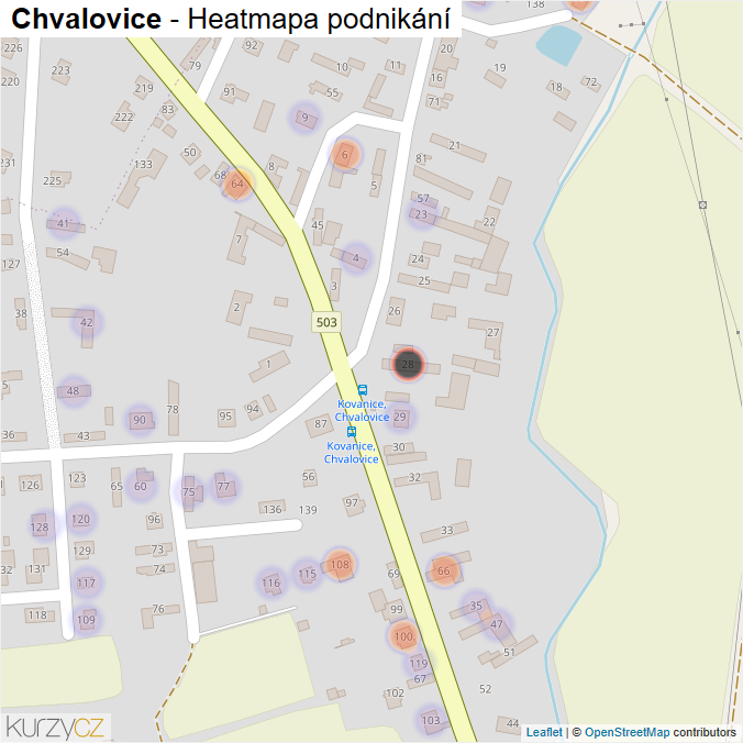 Mapa Chvalovice - Firmy v části obce.