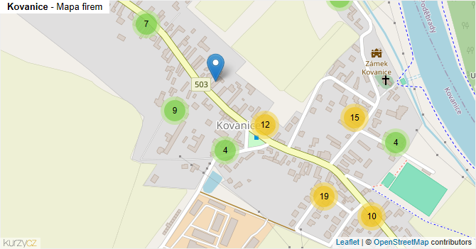 Kovanice - mapa firem