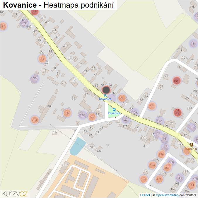 Mapa Kovanice - Firmy v části obce.
