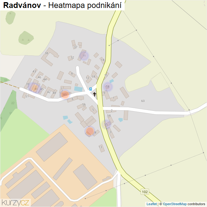 Mapa Radvánov - Firmy v části obce.