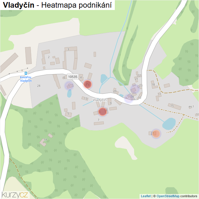 Mapa Vladyčín - Firmy v části obce.