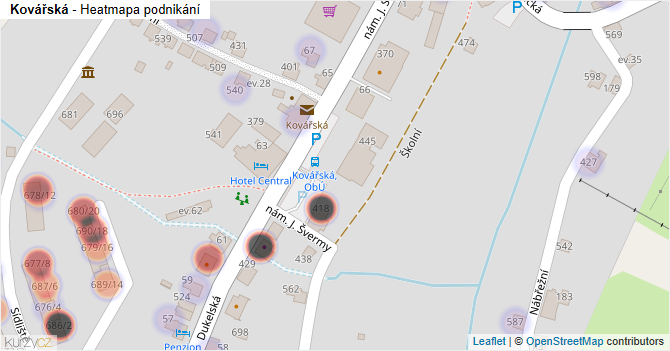 Kovářská - mapa podnikání