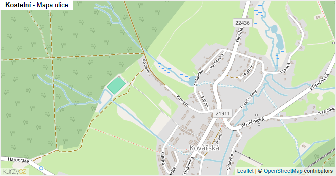 Kostelní - mapa ulice