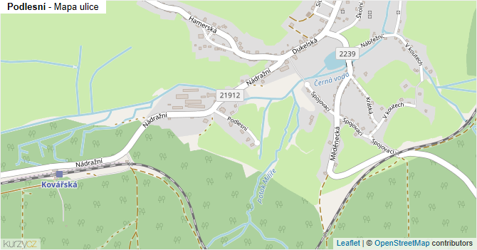Podlesní - mapa ulice