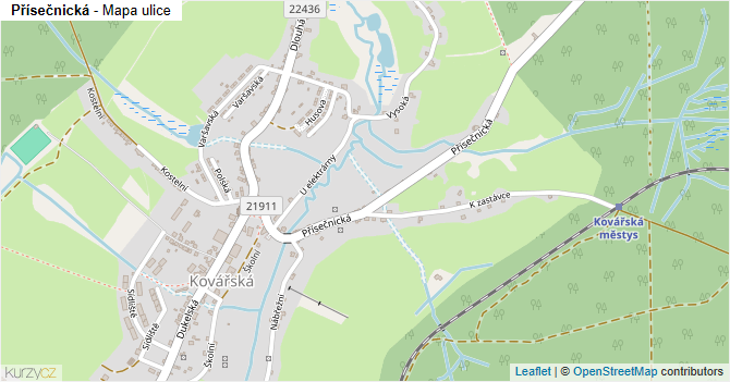 Přísečnická - mapa ulice
