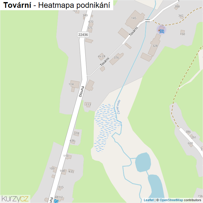 Mapa Tovární - Firmy v ulici.
