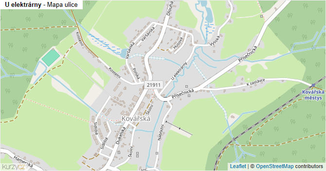 U elektrárny - mapa ulice