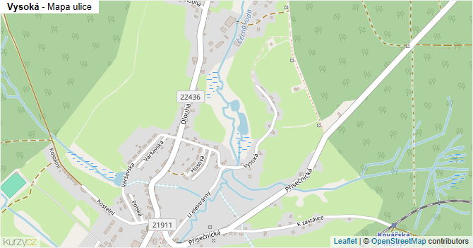 Vysoká - mapa ulice