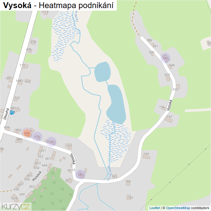 Mapa Vysoká - Firmy v ulici.