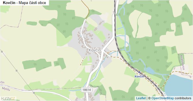 Kovčín - mapa části obce
