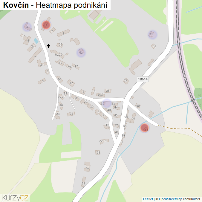 Mapa Kovčín - Firmy v části obce.