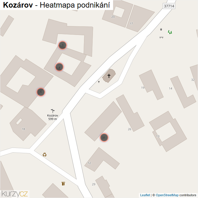 Mapa Kozárov - Firmy v obci.