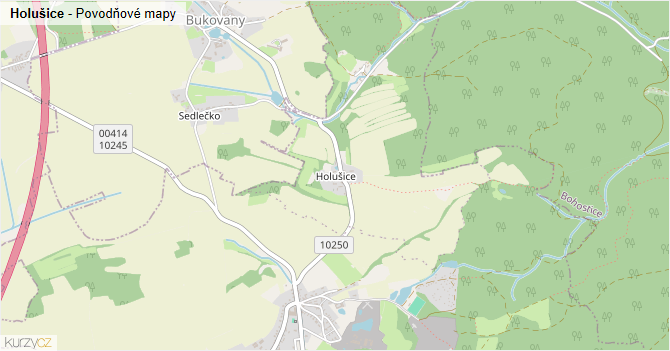 Holušice - záplavové mapy stoleté vody