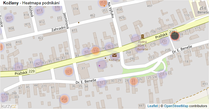 Kožlany - mapa podnikání