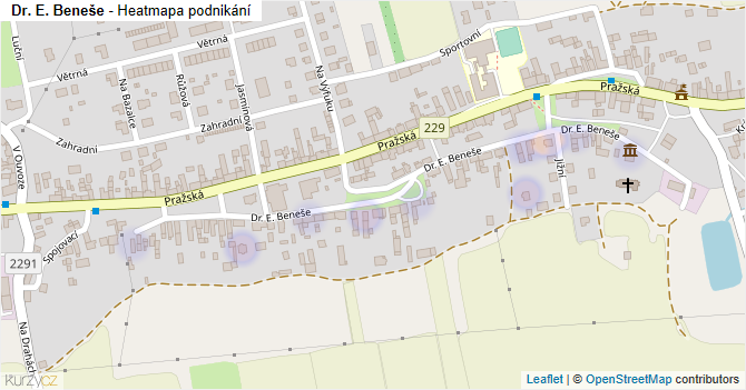 Dr. E. Beneše - mapa podnikání