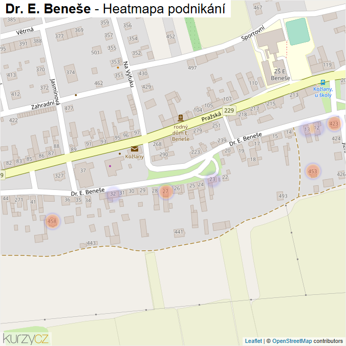 Mapa Dr. E. Beneše - Firmy v ulici.
