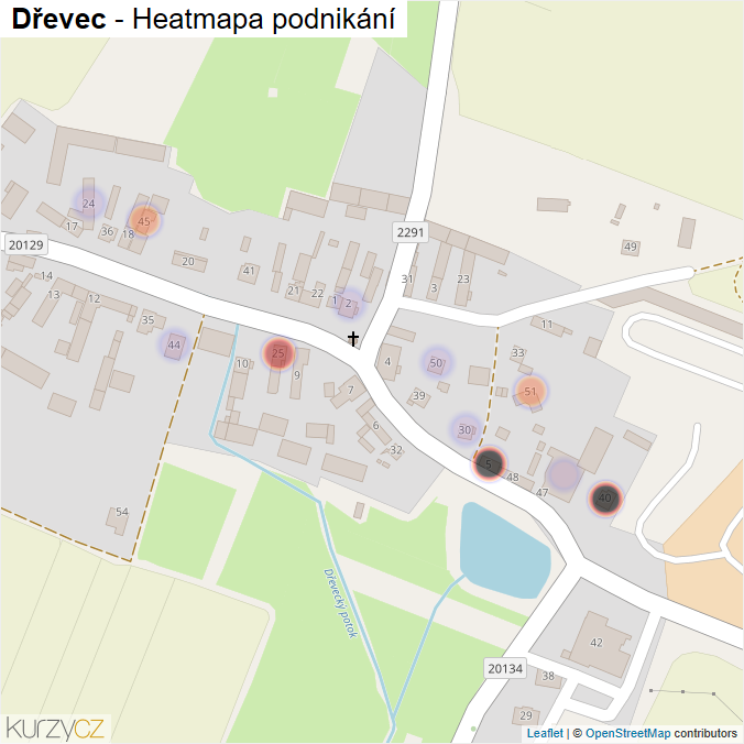 Mapa Dřevec - Firmy v části obce.