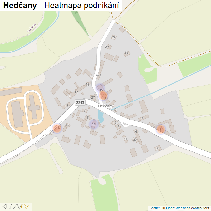 Mapa Hedčany - Firmy v části obce.