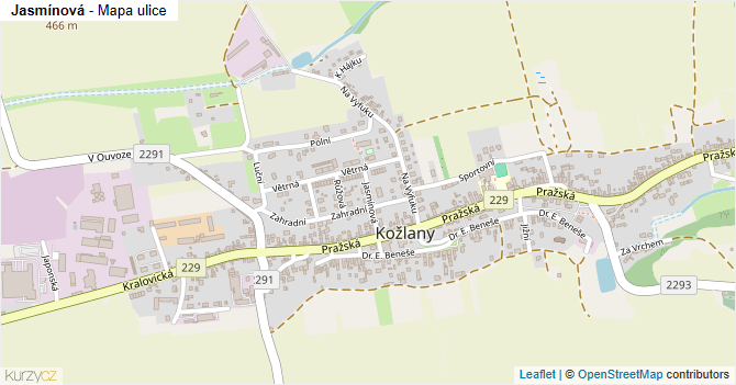 Jasmínová - mapa ulice