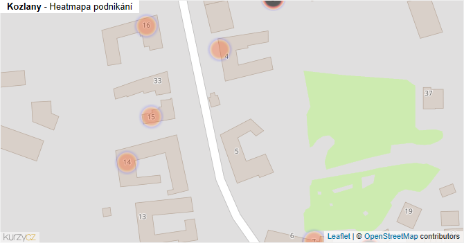 Kozlany - mapa podnikání