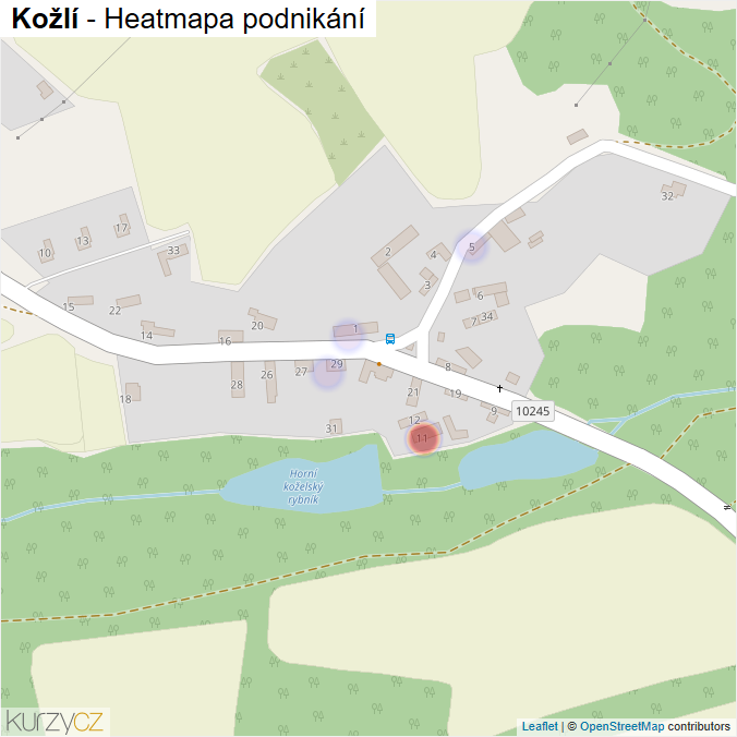 Mapa Kožlí - Firmy v části obce.