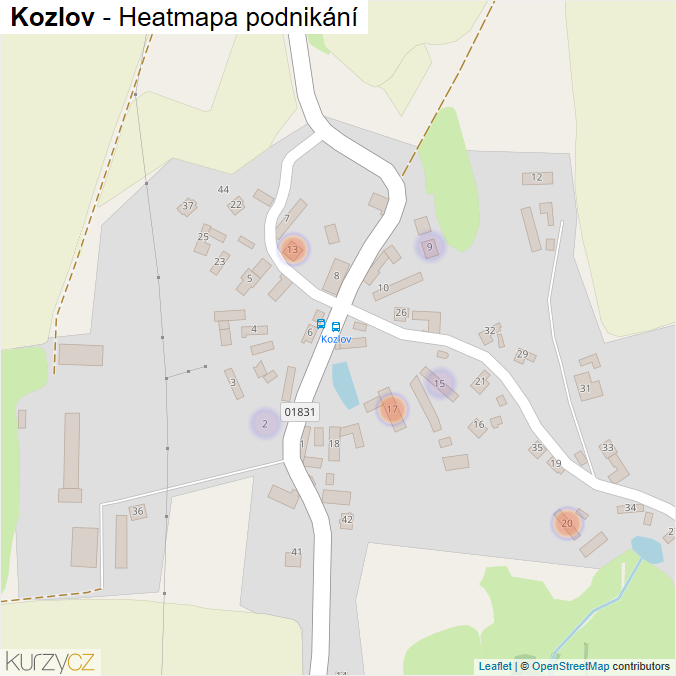 Mapa Kozlov - Firmy v části obce.