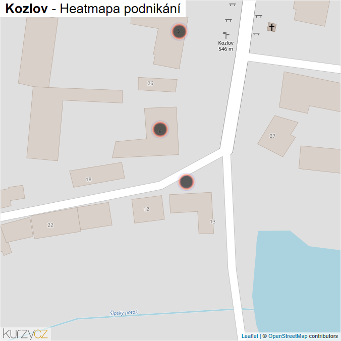 Mapa Kozlov - Firmy v obci.