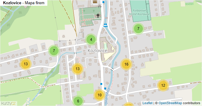 Kozlovice - mapa firem