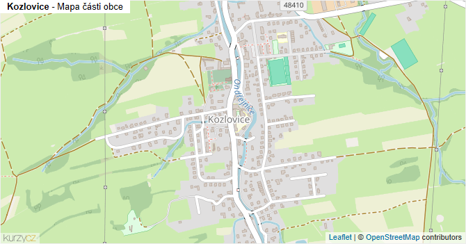 Kozlovice - mapa části obce