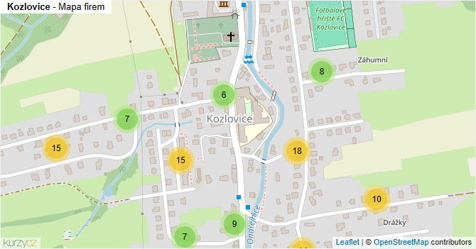 Kozlovice - mapa firem
