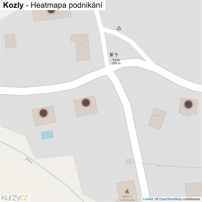 Mapa Kozly - Firmy v obci.