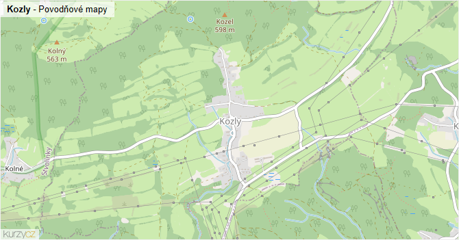 Kozly - záplavové mapy stoleté vody