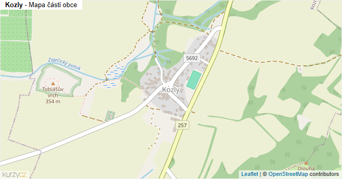 Kozly - mapa části obce