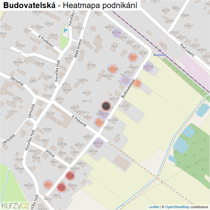 Mapa Budovatelská - Firmy v ulici.
