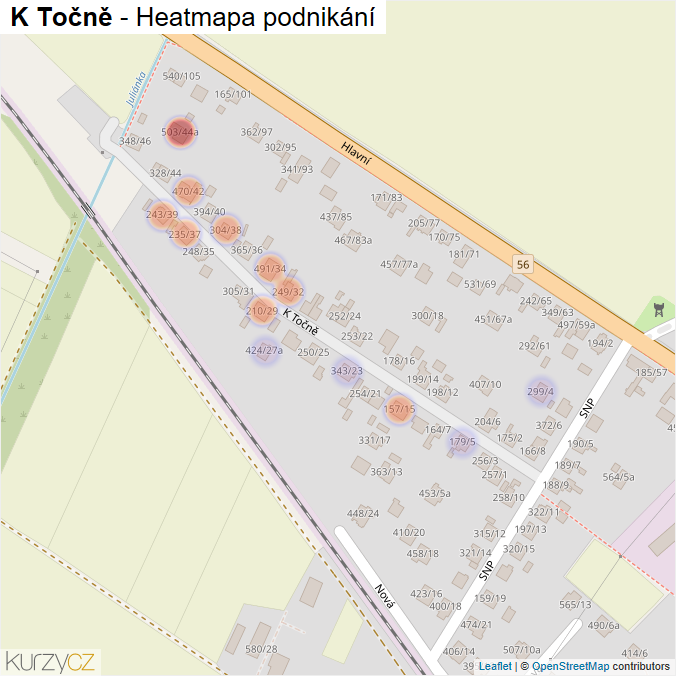 Mapa K Točně - Firmy v ulici.