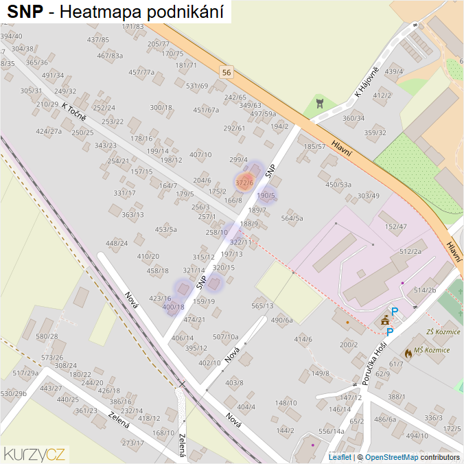 Mapa SNP - Firmy v ulici.